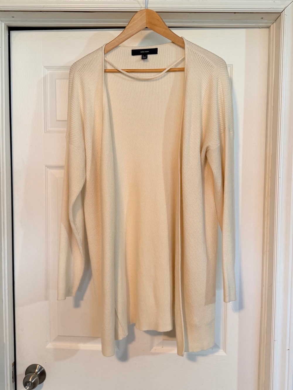 Vero Moda Cream Ribbed Open Cardigan - Picture 6 of 7